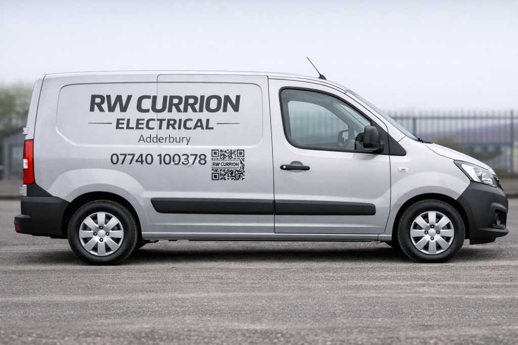 Van Sign Writing Near Final Design Near final van sign writing design RW Currion Electrical Banbury electrician