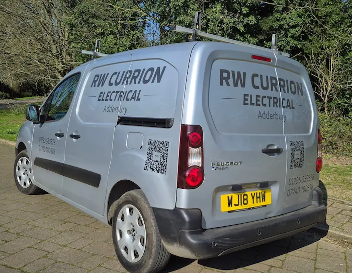 Finished Van Sign Writing RW Currion Electrical RW Currion Electrical van sign writing Banbury electrician finished van