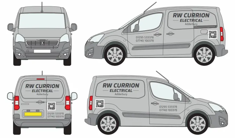 Van sign writing proof from Edge Signs Ltd RW Currion Electrical Banbury