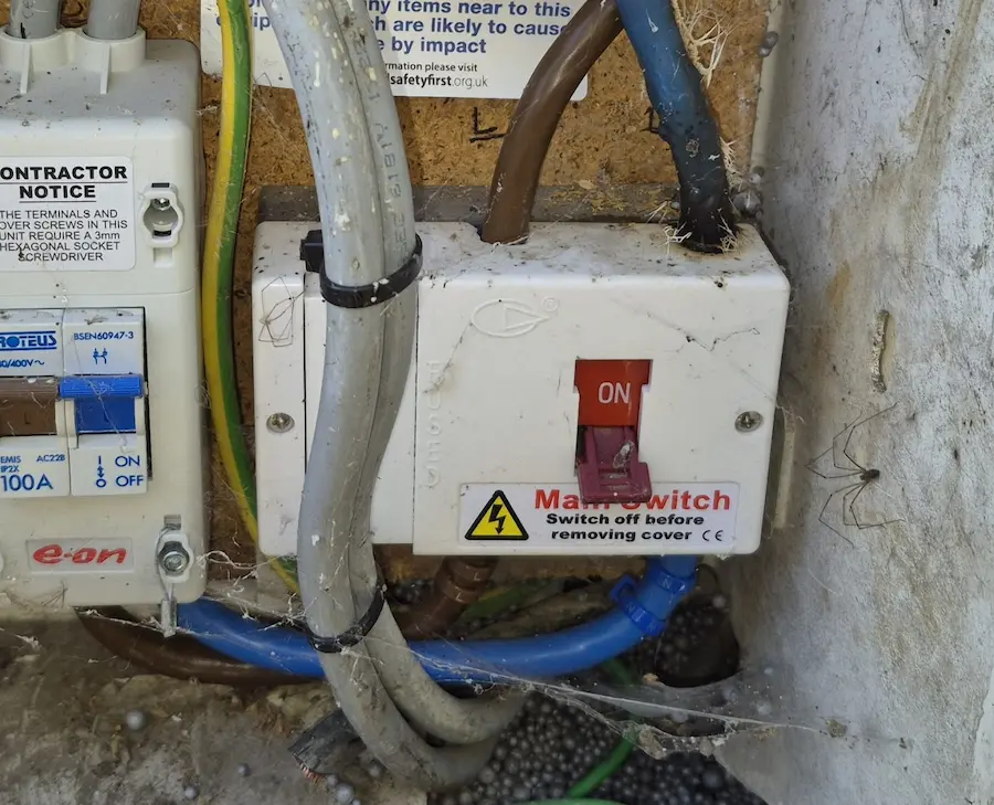 Meter box electrical fault Bloxham External meter box showing electrical supply fault and burnt connection in Bloxham