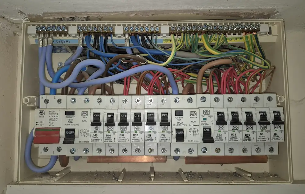 RCDs tripped consumer unit Bloxham Consumer unit with RCDs tripped due to electrical fault in Bloxham home