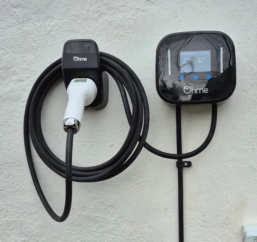 EV charger installation in Banbury on external wall with neat cable routing
