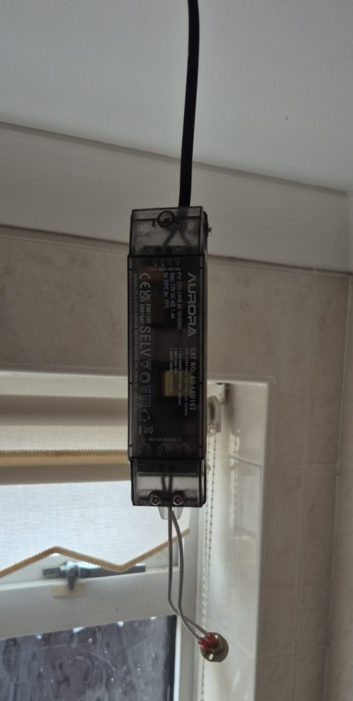 LED driver installed for bathroom downlights during repair in Banbury