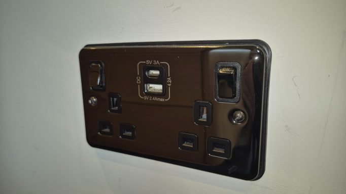 Metal double socket installed during rewire in Adderbury.