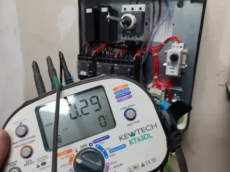 Testing a star/delta motor starter in a Banbury industrial unit.