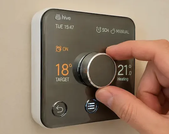 Hive smart thermostat for heating controls and boiler wiring services in Banbury