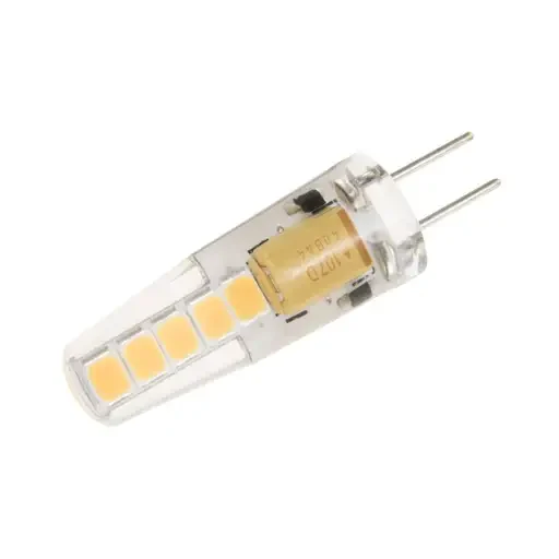 G4 LED capsule light bulb with two pins used in cabinet and display lighting