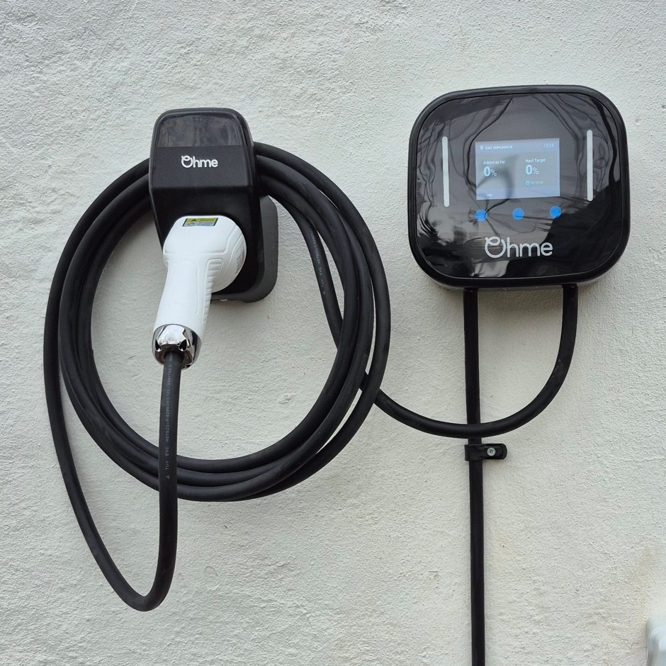 Installed EV charger with IP65 consumer unit for safe home electric vehicle charging in Banbury.