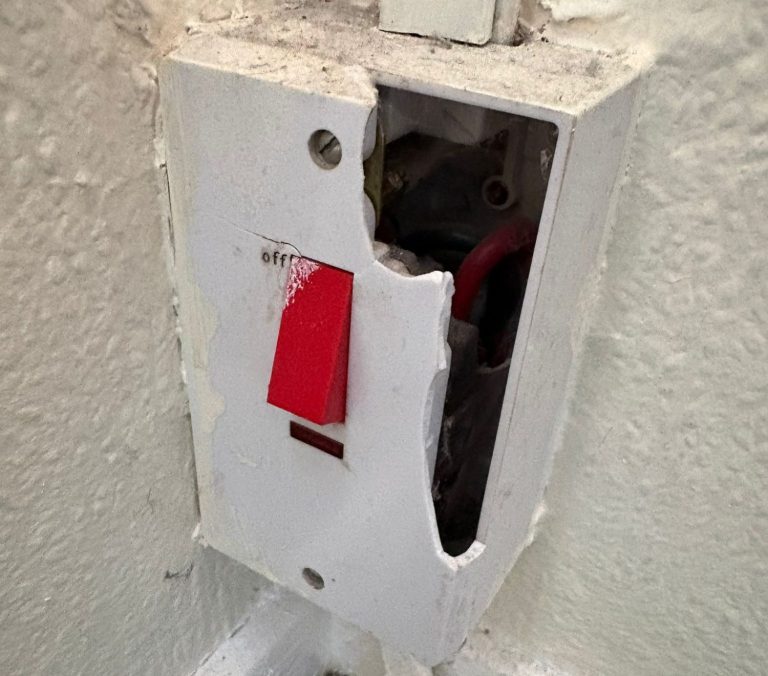 Rental Property Electrical Repairs Banbury Broken shower switch found during rental property electrical repairs in Banbury