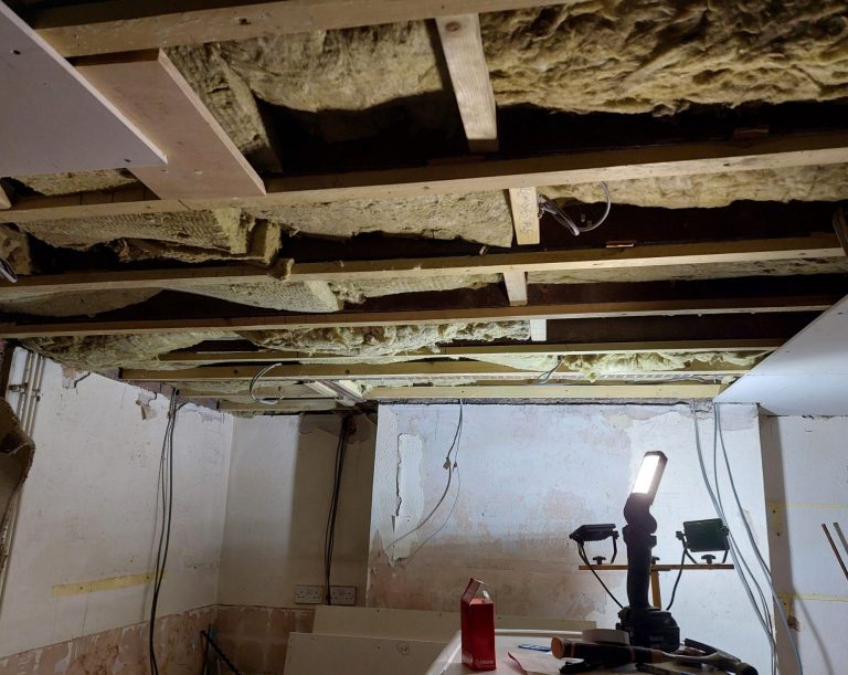 First fix electrical wiring in ceiling during house rewire