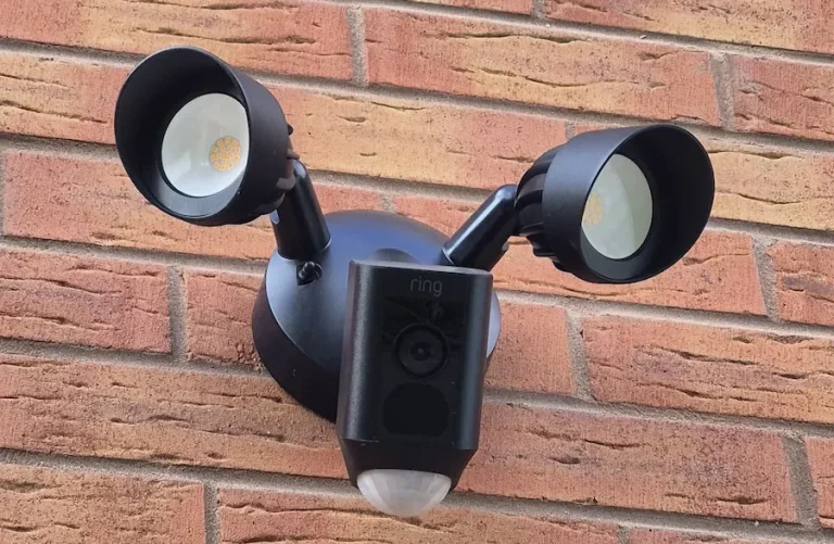 Ring floodlight camera installed on an outside wall in Banbury