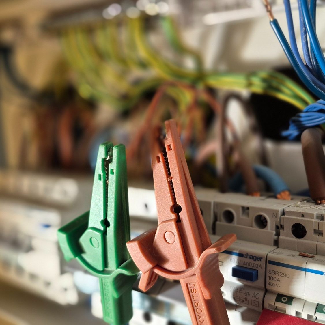 Electrical Installation Condition Report (EICR) end-to-end test being performed on a consumer unit in Banbury