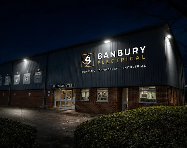Example of security lighting on a commercial building