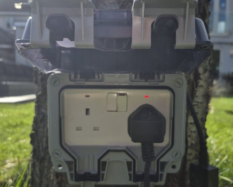 Outdoor Socket Installation Services in Banbury | RW Currion Electrical Outdoor socket installation carried out at a property in Banbury