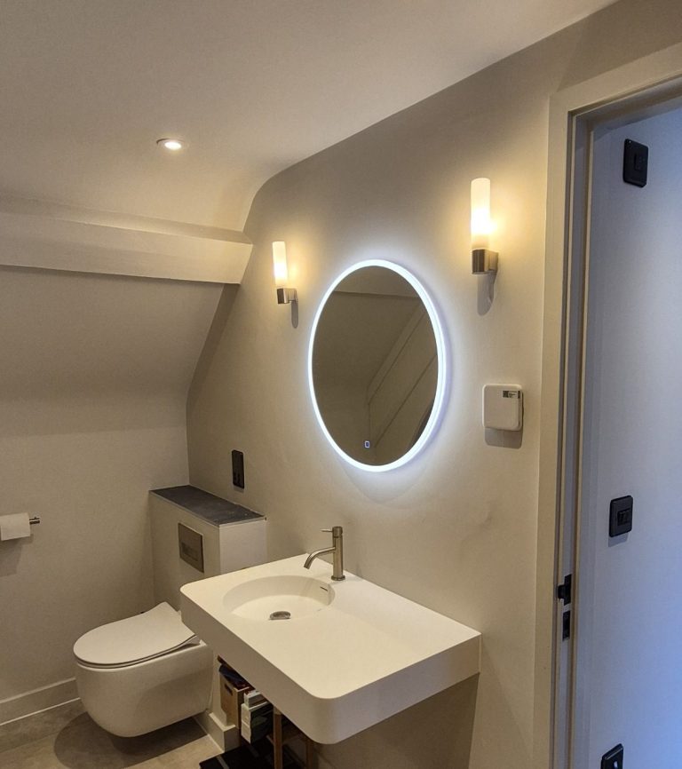 Loft Conversion Bathroom Electrics Near Banbury Loft conversion bathroom with LED downlights and illuminated mirror