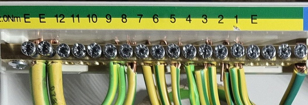 Earth bar inside a consumer unit showing proper earthing and bonding in a Banbury home.